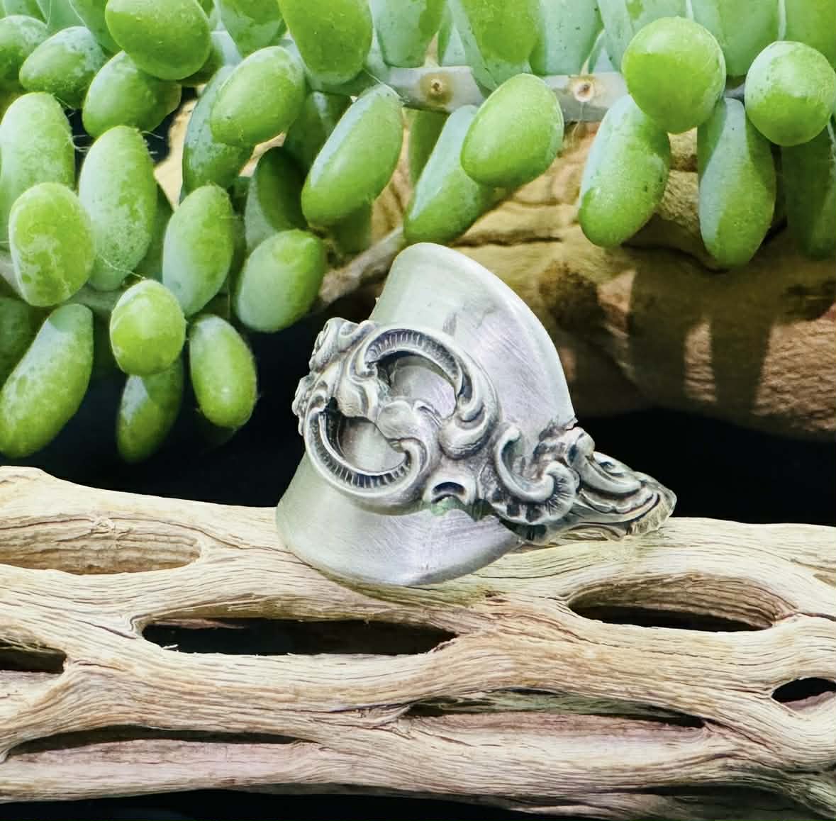 Sterling Silver Whole Spoon Ring ~ "Dobbel Rokokko"