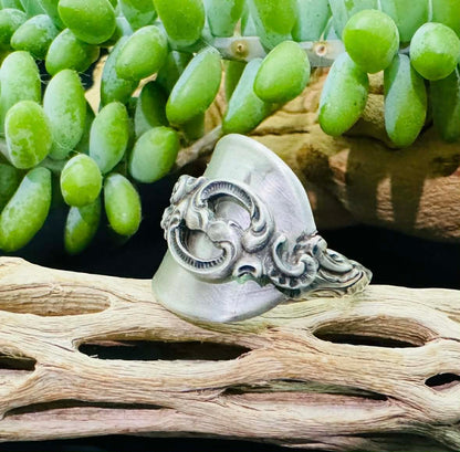 Sterling Silver Whole Spoon Ring ~ "Dobbel Rokokko"