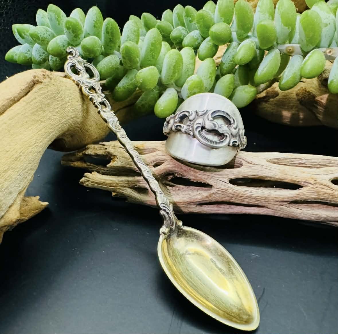 Sterling Silver Whole Spoon Ring ~ "Dobbel Rokokko"