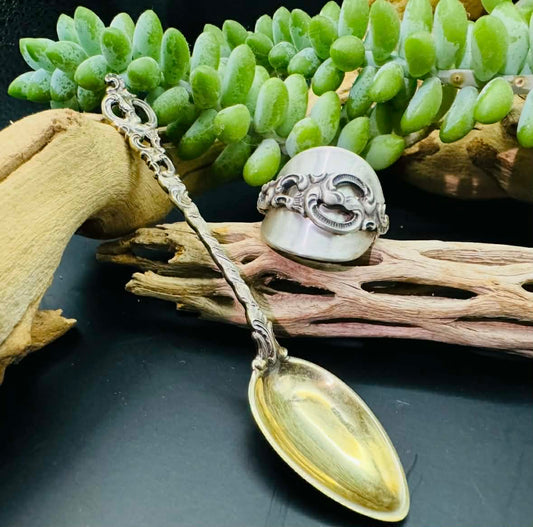 Sterling Silver Whole Spoon Ring ~ "Dobbel Rokokko"