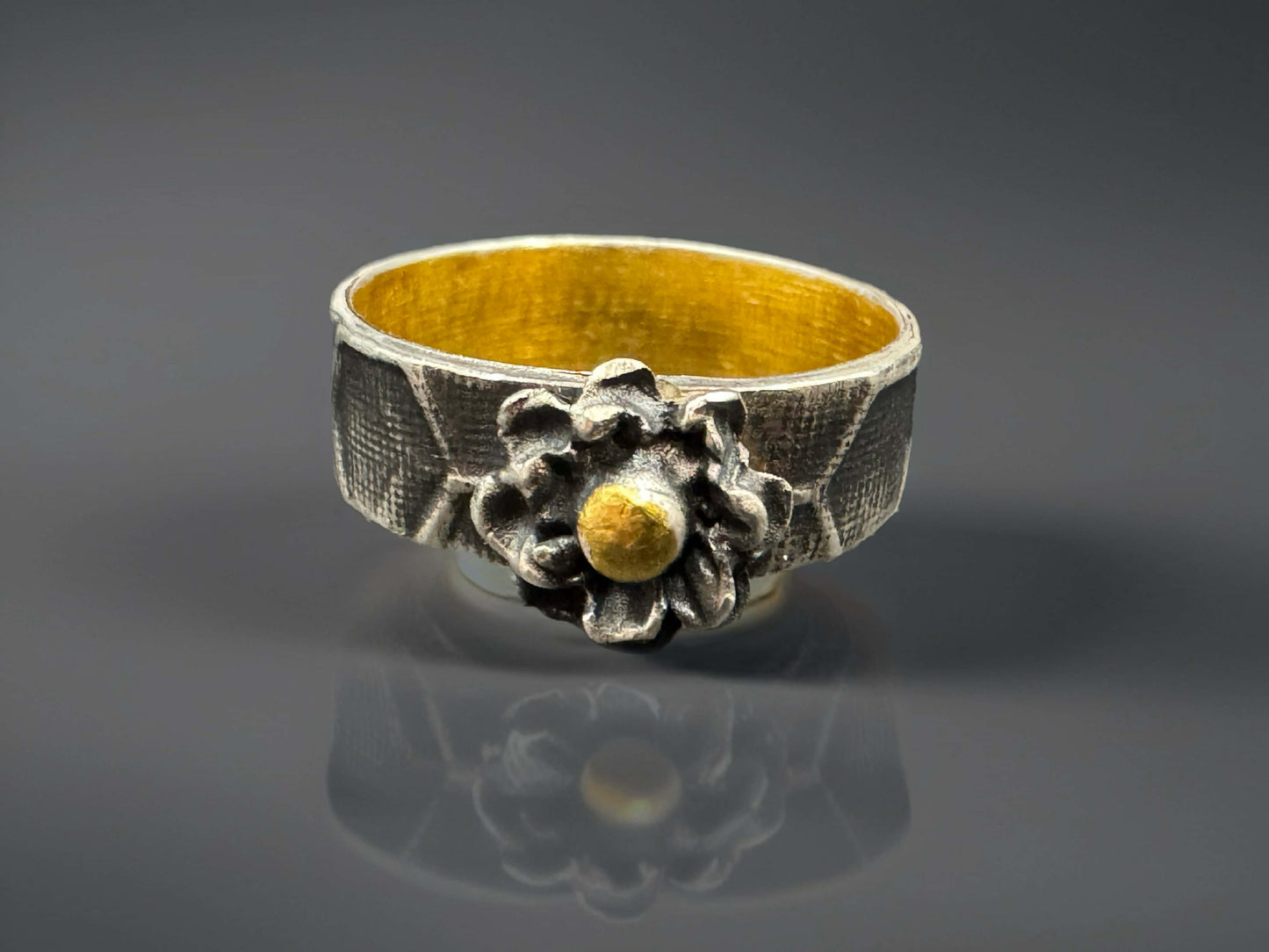 Sterling Silver "Daisy Ring" with 24 Karat Gold Keum-Boo