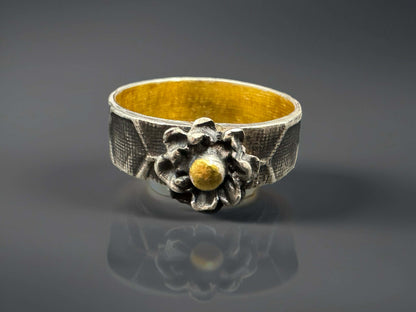 Sterling Silver "Daisy Ring" with 24 Karat Gold Keum-Boo