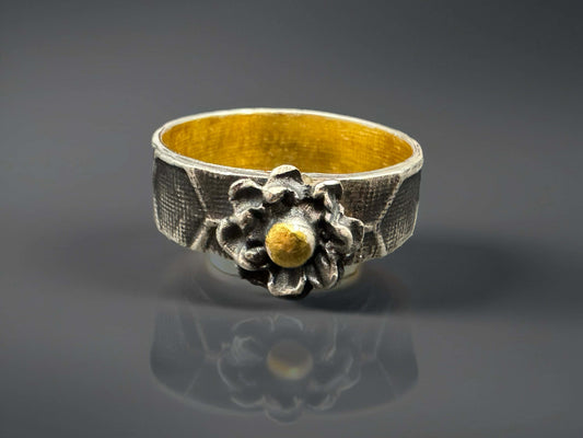 Sterling Silver "Daisy Ring" with 24 Karat Gold Keum-Boo
