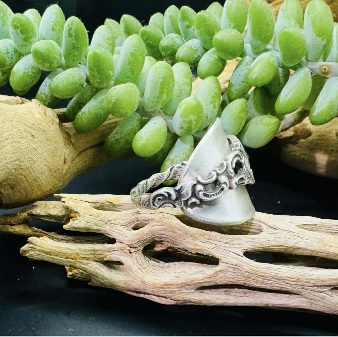 Sterling Silver Whole Spoon Ring ~ "Dobbel Rokokko"