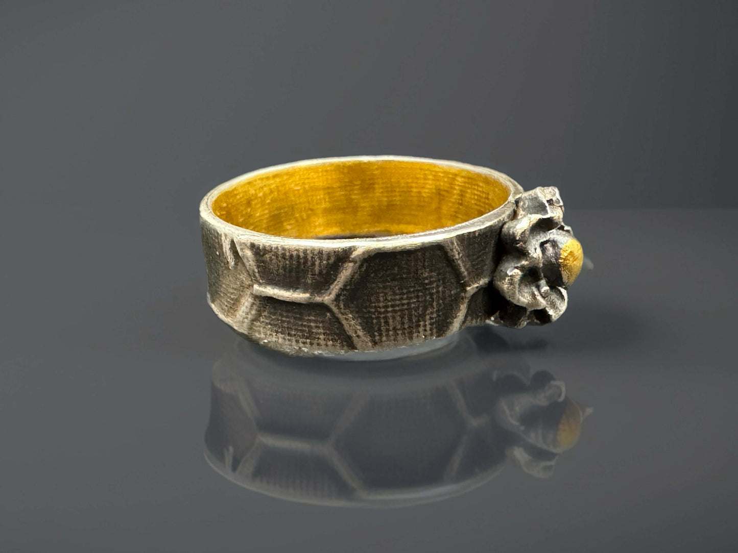 Sterling Silver "Daisy Ring" with 24 Karat Gold Keum-Boo