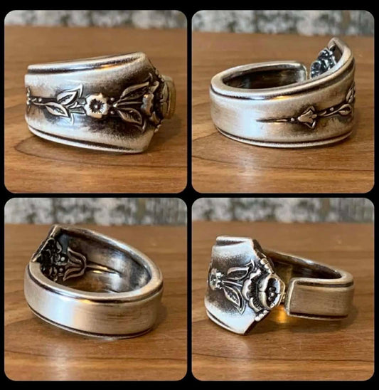 Silver Plate Spoon Ring ~ "Spring Garden"