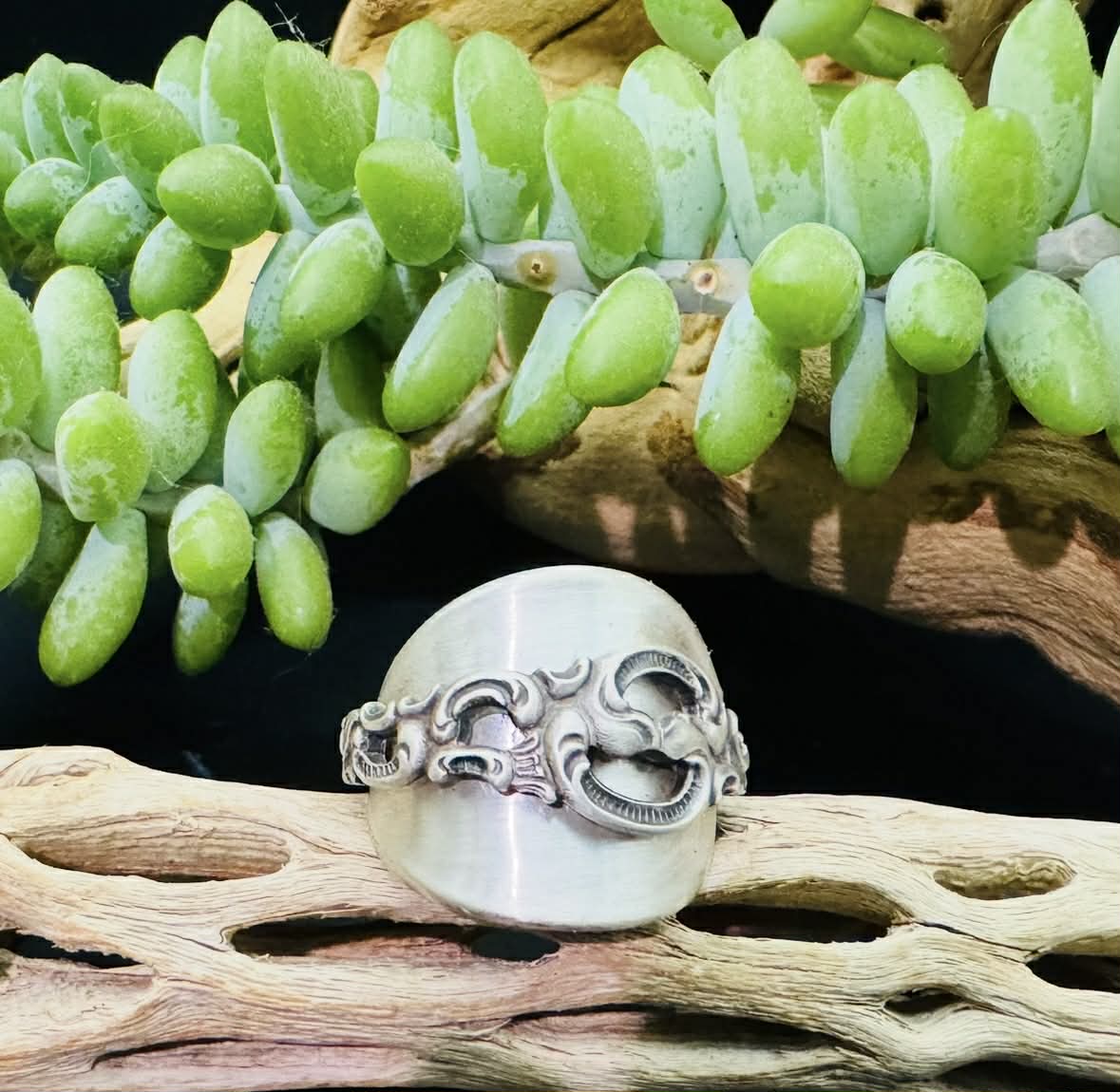 Sterling Silver Whole Spoon Ring ~ "Dobbel Rokokko"