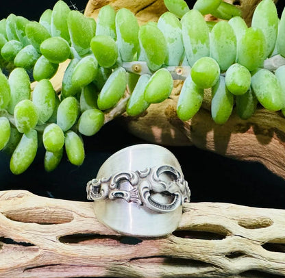 Sterling Silver Whole Spoon Ring ~ "Dobbel Rokokko"